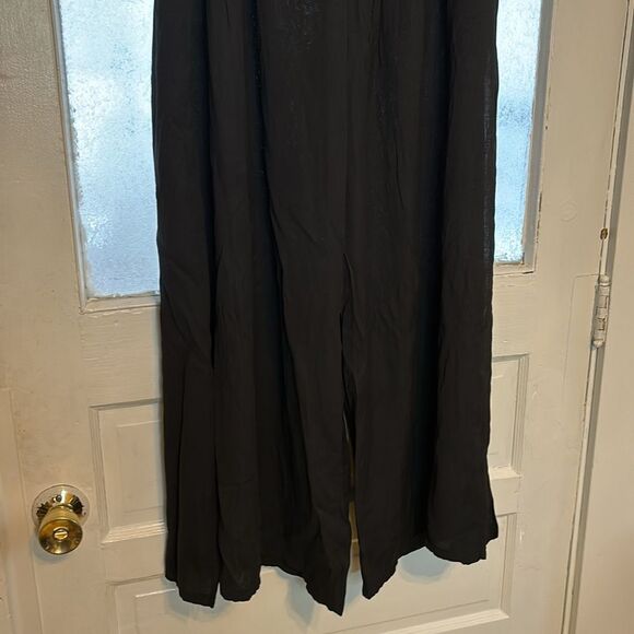 Time and Tru Women’s Black Linen High Side Slit Flowy Wide Leg Pants Size 2X - Picture 3 of 6